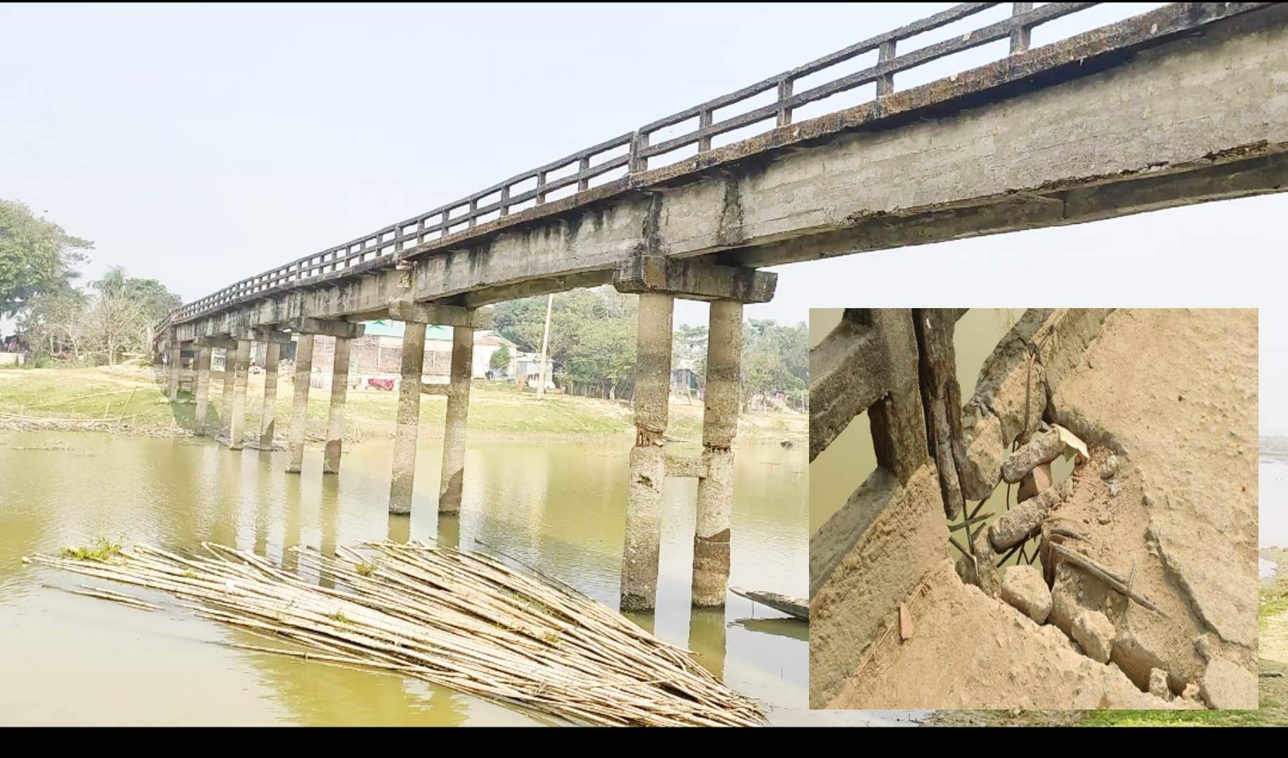 জামালগঞ্জ-তেরানগর দৌলতা নদীর ব্রীজ   ঝুঁকিপূর্ণ, মৃত্যুর ঝুঁকিতে ৫০ গ্রামের বাসিন্দা