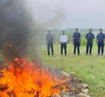 টাঙ্গুয়ার হাওরে নিষিদ্ধ জাল ও প্লাস্টিক চাই পুড়িয়ে ধ্বংস