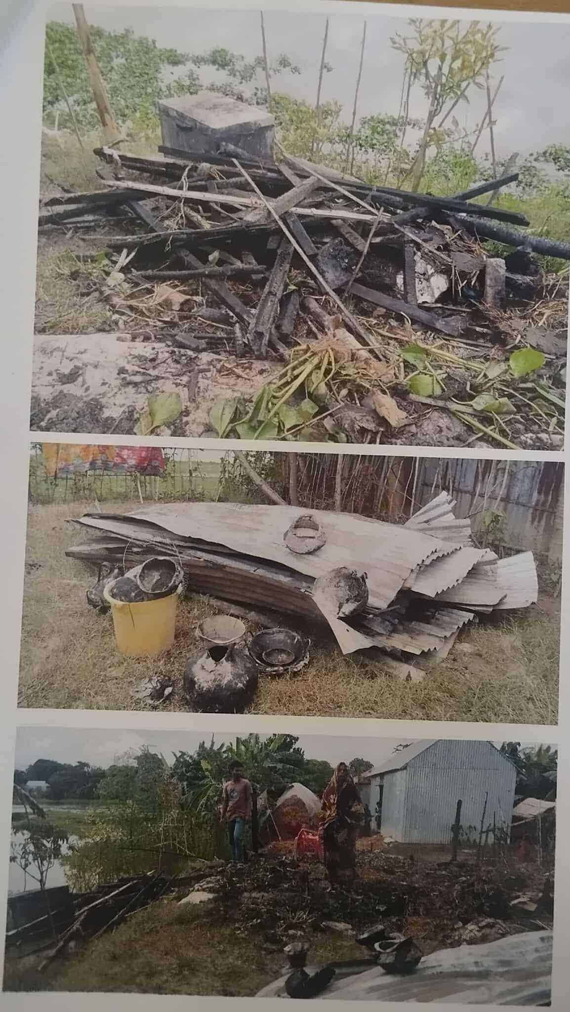 শাল্লা শ্রীহাইলে আগুনে বসত বাড়ী সহ ১টি দোকান আগুনে পুড়ে ছাই